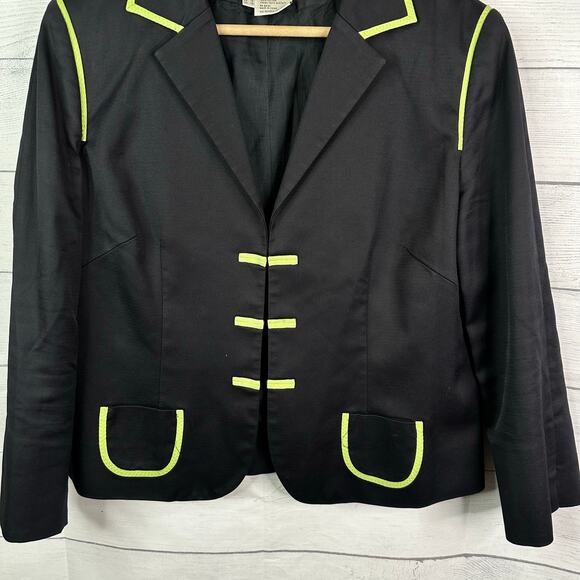 Carlisle Womens size 12 Vintage Military Utility Style Blazer Jacket Black Green - Picture 4 of 8